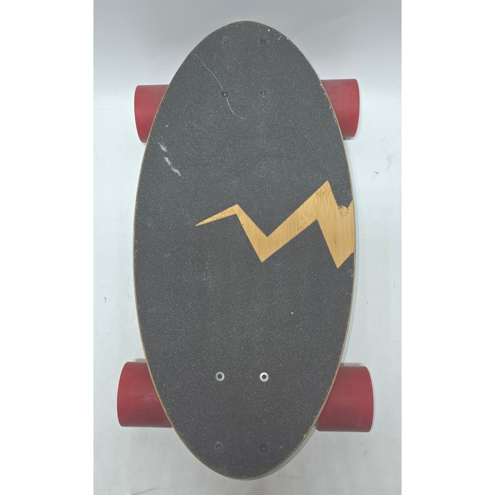 Eggboards Bamboo Mini Cruiser Skateboard Red Wheels Lightning Bolt Graphic